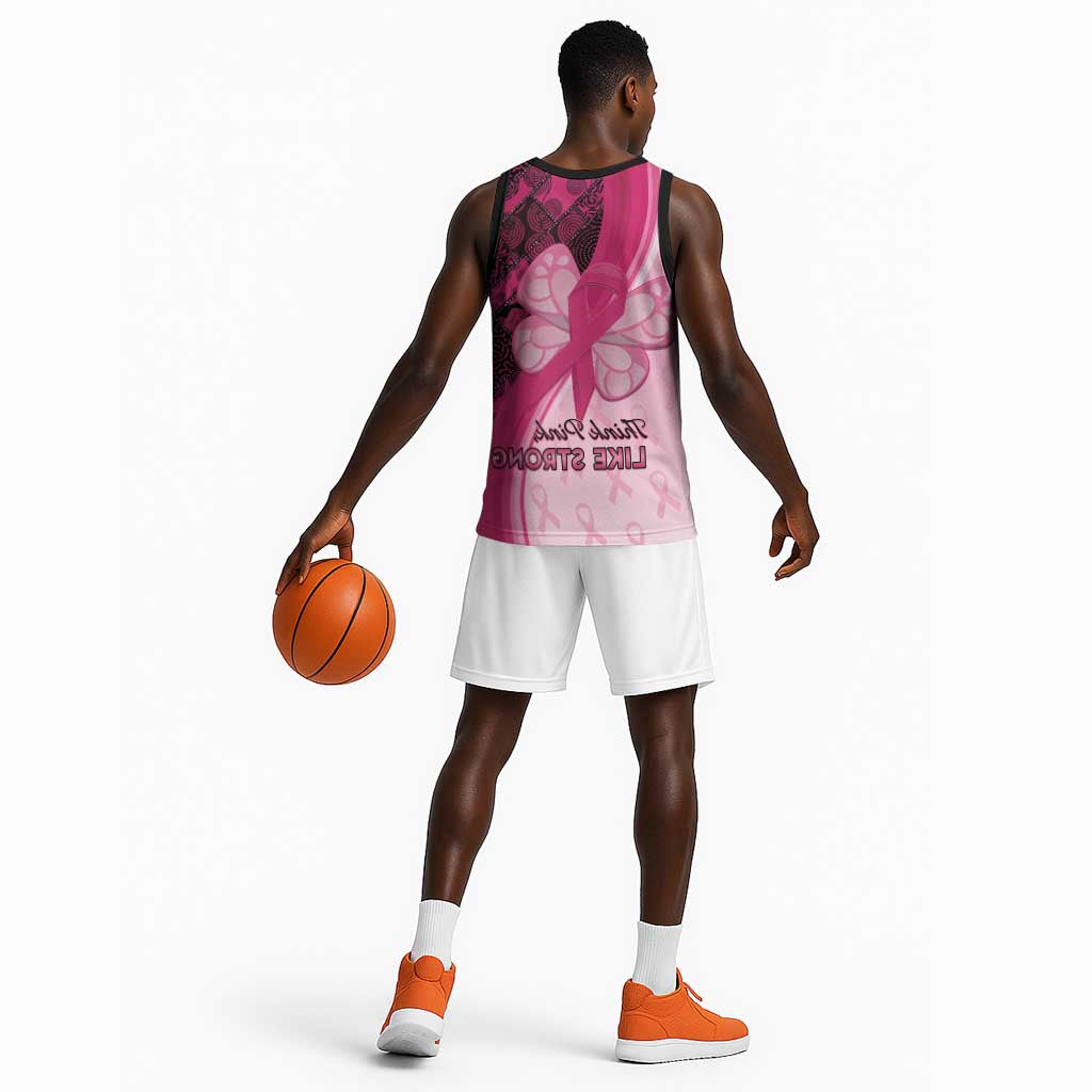 Breast Cancer Awareness Basketball Jersey Think Pink - African Pattern - African Pride