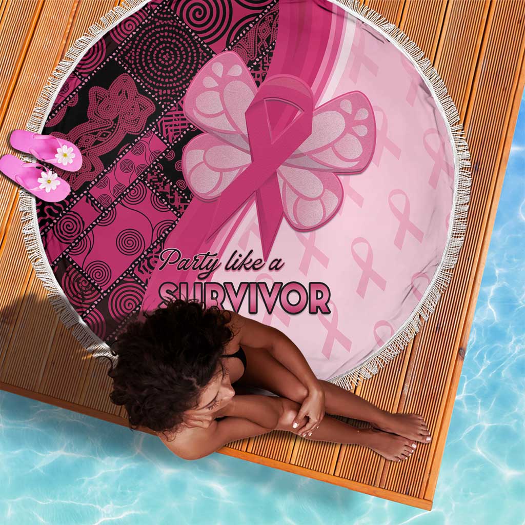 Breast Cancer Awareness Beach Blanket Think Pink - African Pattern - African Pride