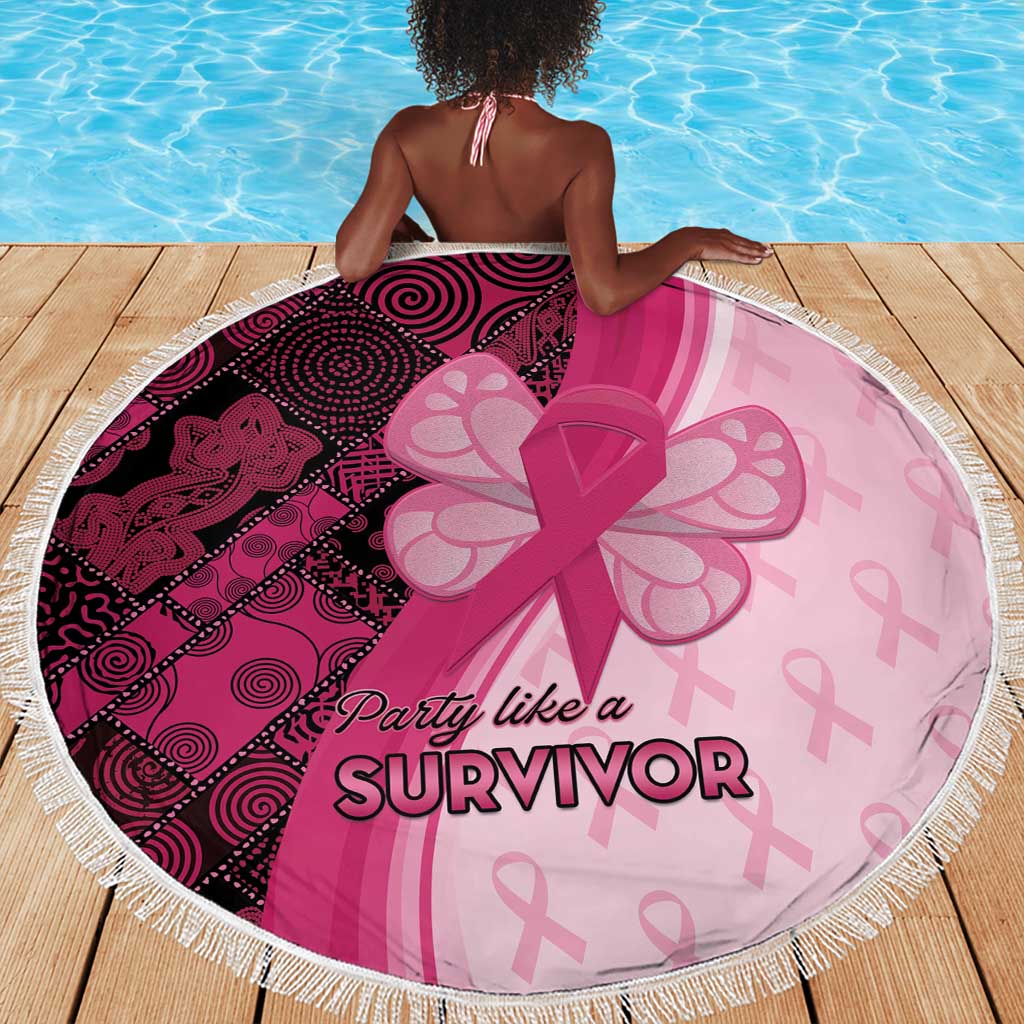 Breast Cancer Awareness Beach Blanket Think Pink - African Pattern - African Pride