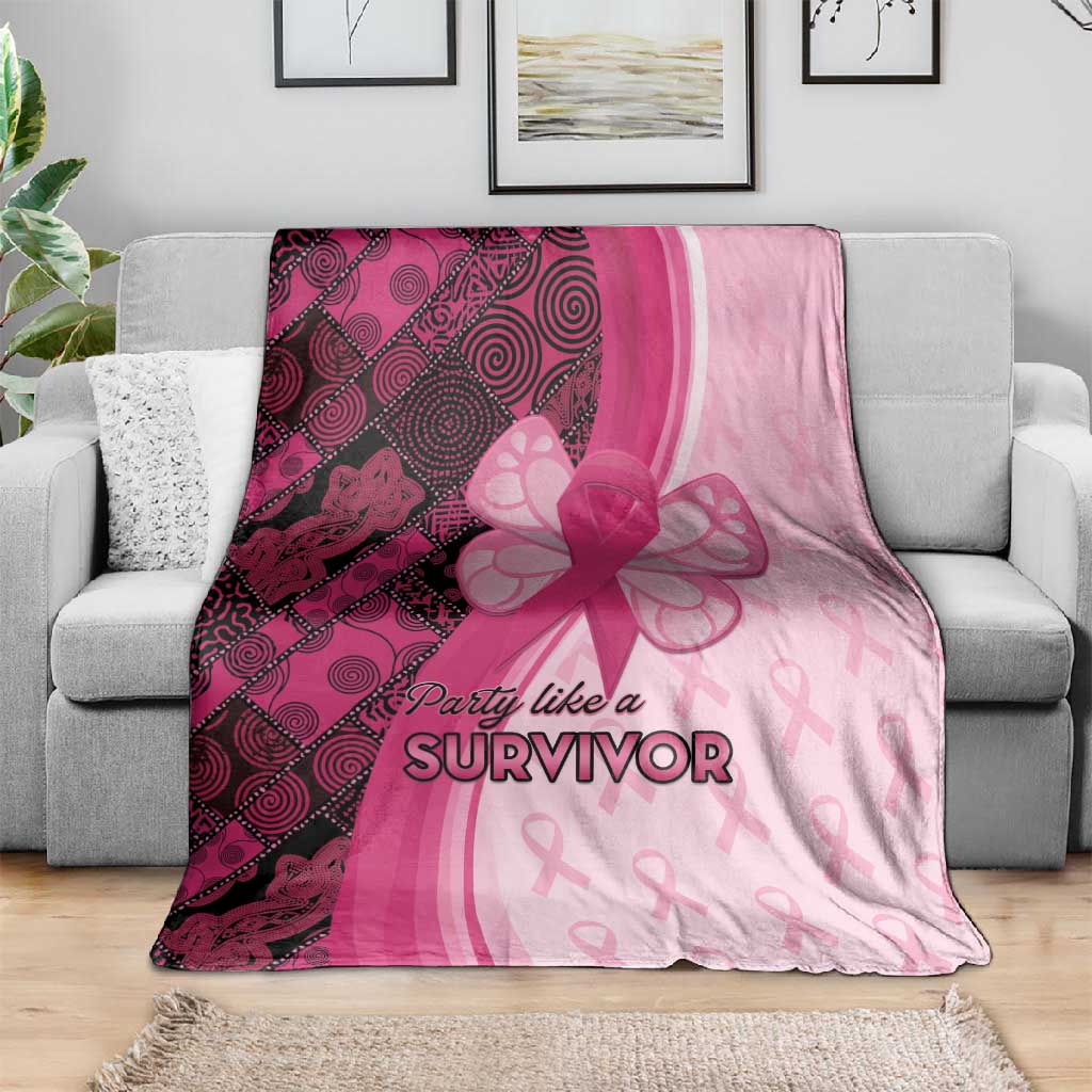 Breast Cancer Awareness Blanket Think Pink - African Pattern - African Pride