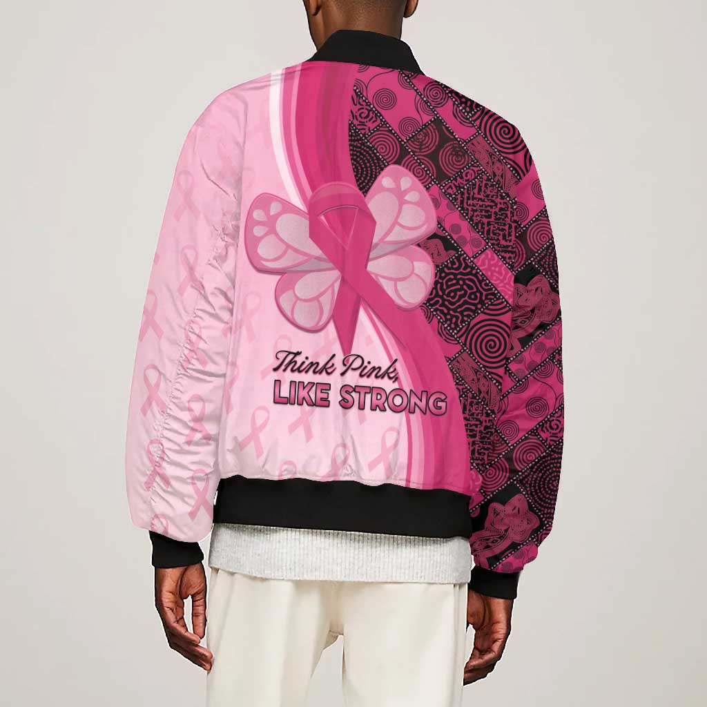 Breast Cancer Awareness Bomber Jacket Think Pink - African Pattern - African Pride