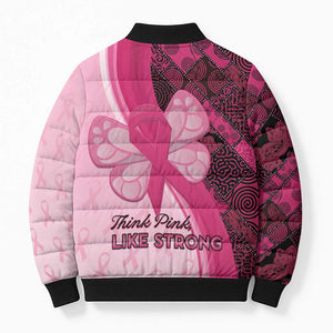 Breast Cancer Awareness Bomber Puffer Jacket Party Like A Survivor - Pink African Pattern