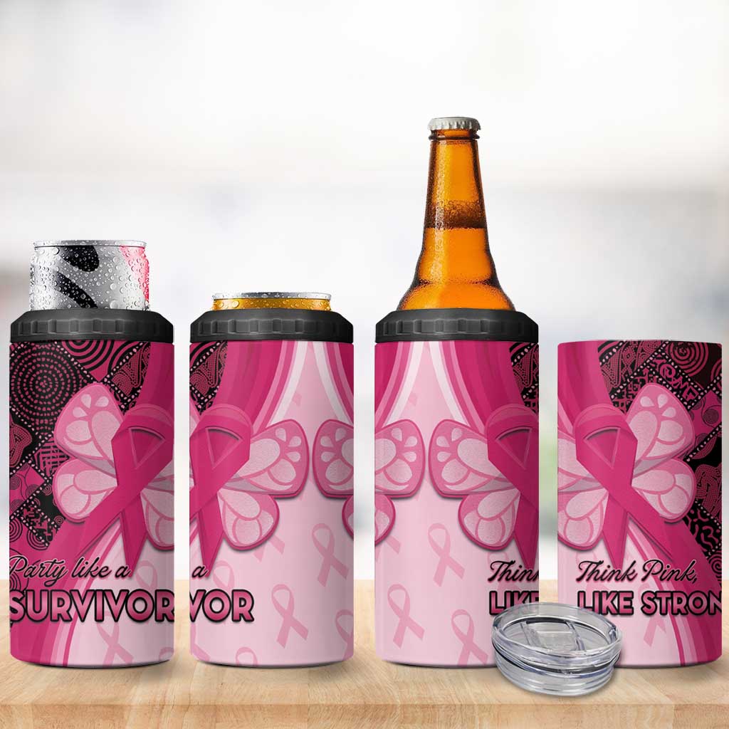 Breast Cancer Awareness 4 in 1 Can Cooler Tumbler Think Pink - African Pattern - African Pride