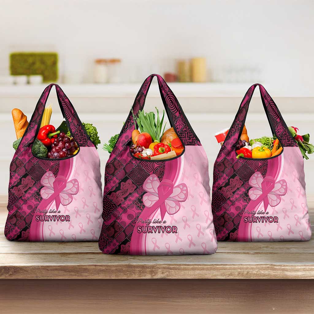 Breast Cancer Awareness Grocery Bag Think Pink - African Pattern - African Pride