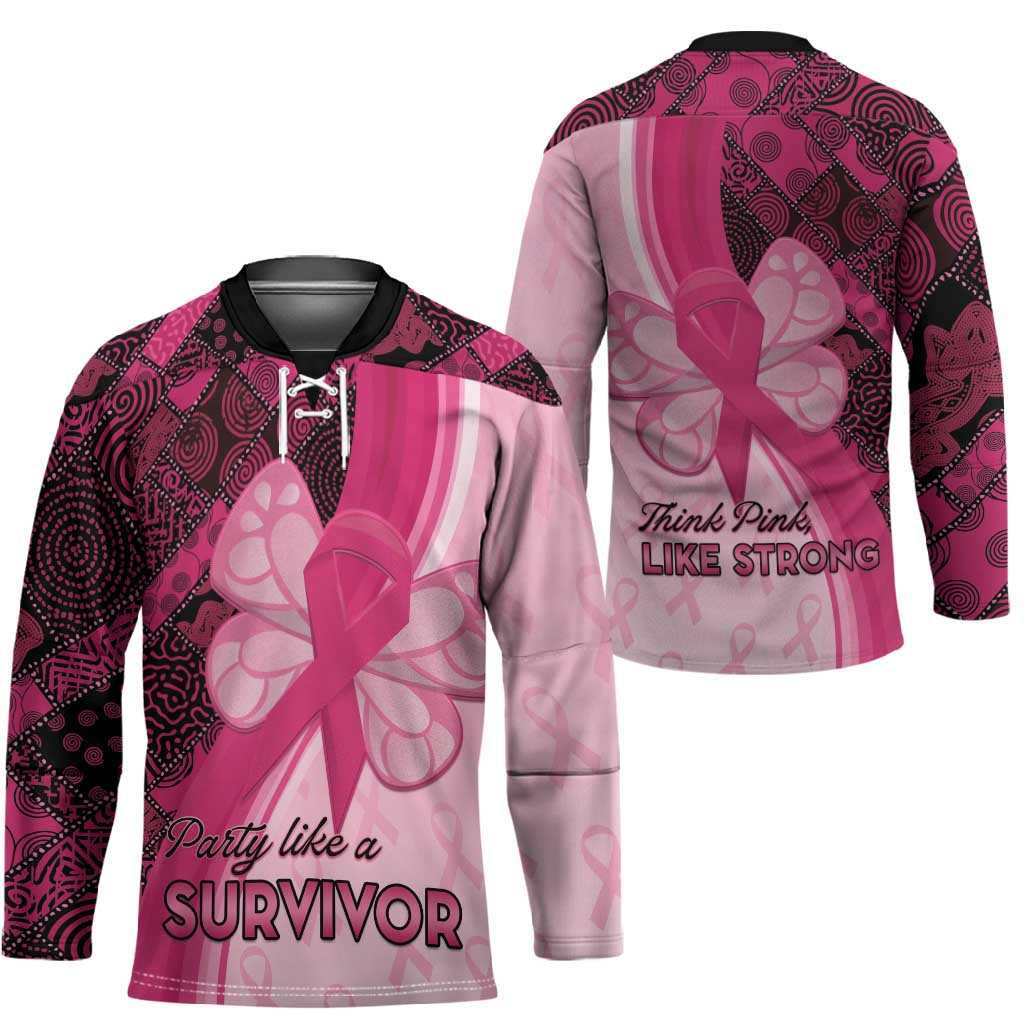Breast Cancer Awareness Hockey Jersey Party Like A Survivor - Pink African Pattern