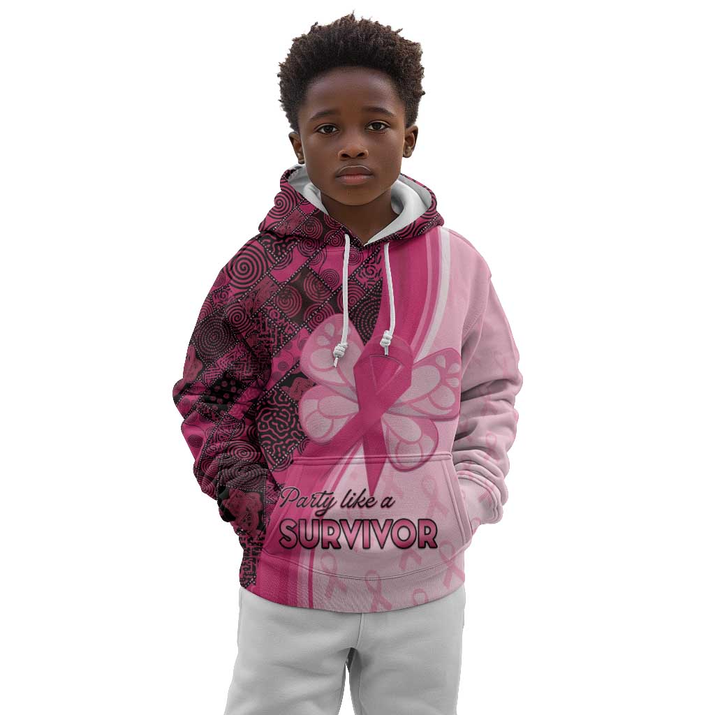 Breast Cancer Awareness Kid Hoodie Think Pink - African Pattern - African Pride