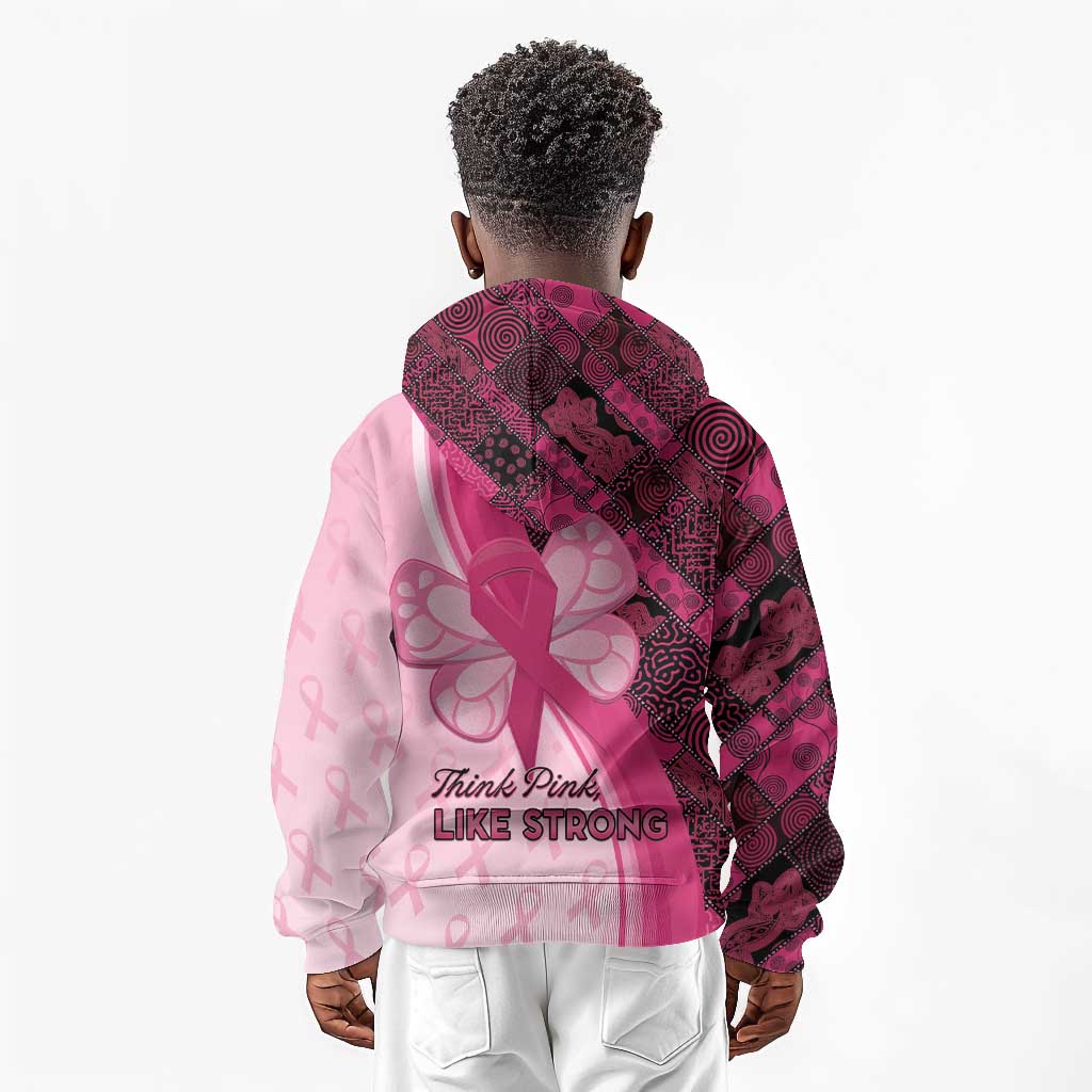 Breast Cancer Awareness Kid Hoodie Think Pink - African Pattern - African Pride