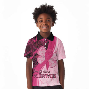 Breast Cancer Awareness Kid Polo Shirt Think Pink - African Pattern - African Pride