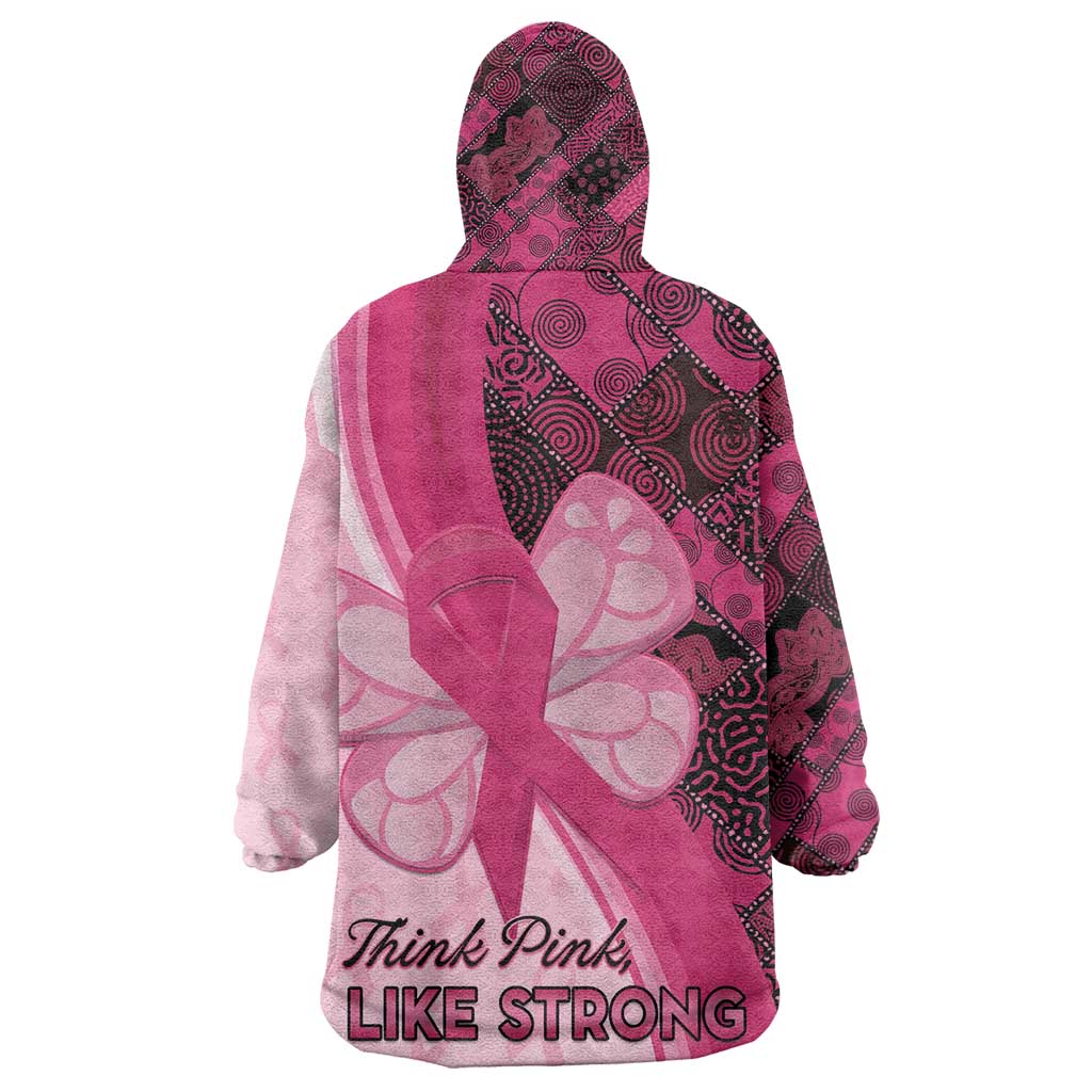 Breast Cancer Awareness Kid Wearable Blanket Hoodie Think Pink - African Pattern - African Pride