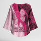 Breast Cancer Awareness Kimono Sleeve Blouse Party Like A Survivor - Pink African Pattern
