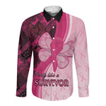 Breast Cancer Awareness Long Sleeve Button Shirt Think Pink - African Pattern - African Pride