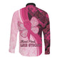 Breast Cancer Awareness Long Sleeve Button Shirt Think Pink - African Pattern - African Pride