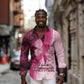 Breast Cancer Awareness Long Sleeve Button Shirt Think Pink - African Pattern - African Pride