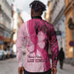 Breast Cancer Awareness Long Sleeve Button Shirt Think Pink - African Pattern - African Pride
