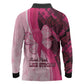 Breast Cancer Awareness Long Sleeve Polo Shirt Think Pink - African Pattern - African Pride
