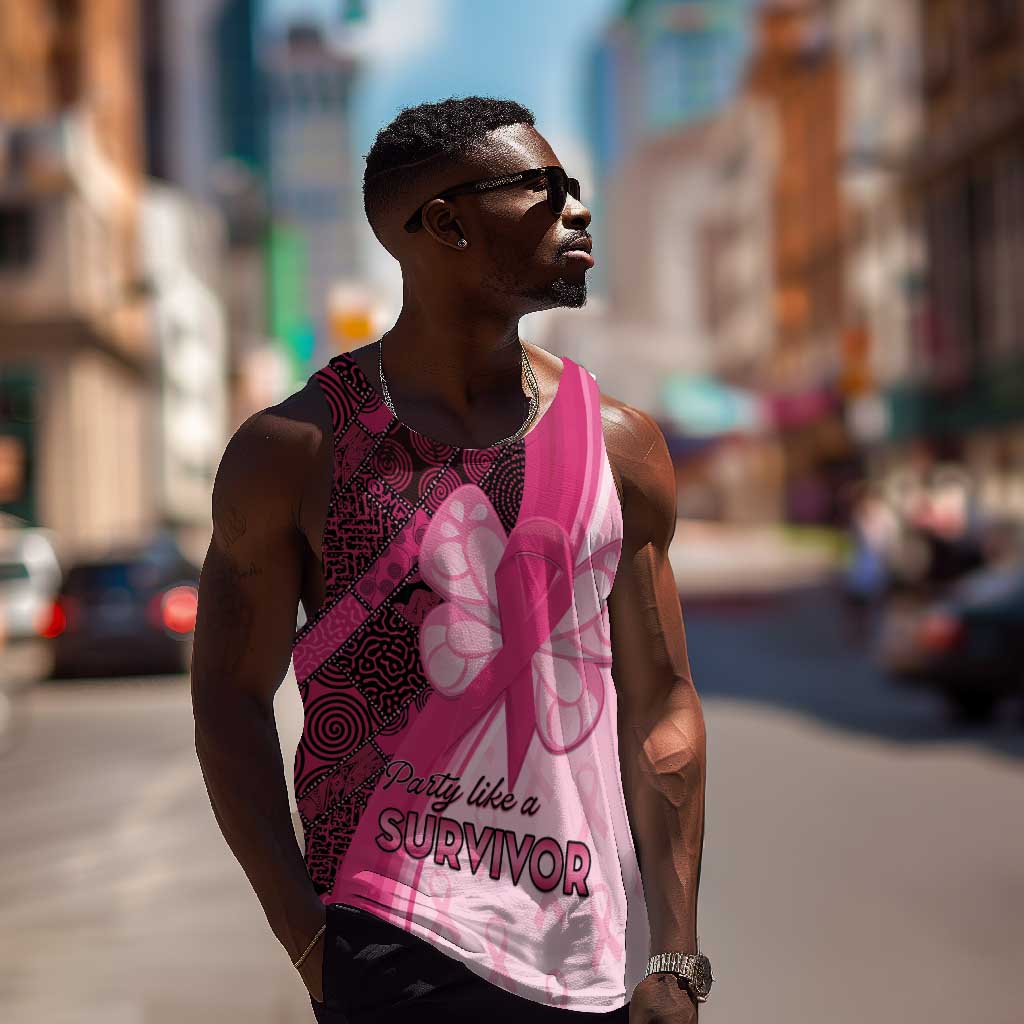Breast Cancer Awareness Men Tank Top Think Pink - African Pattern - African Pride