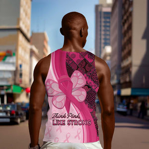 Breast Cancer Awareness Men Tank Top Think Pink - African Pattern - African Pride