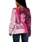 Breast Cancer Awareness Off Shoulder Sweater Think Pink - African Pattern - African Pride