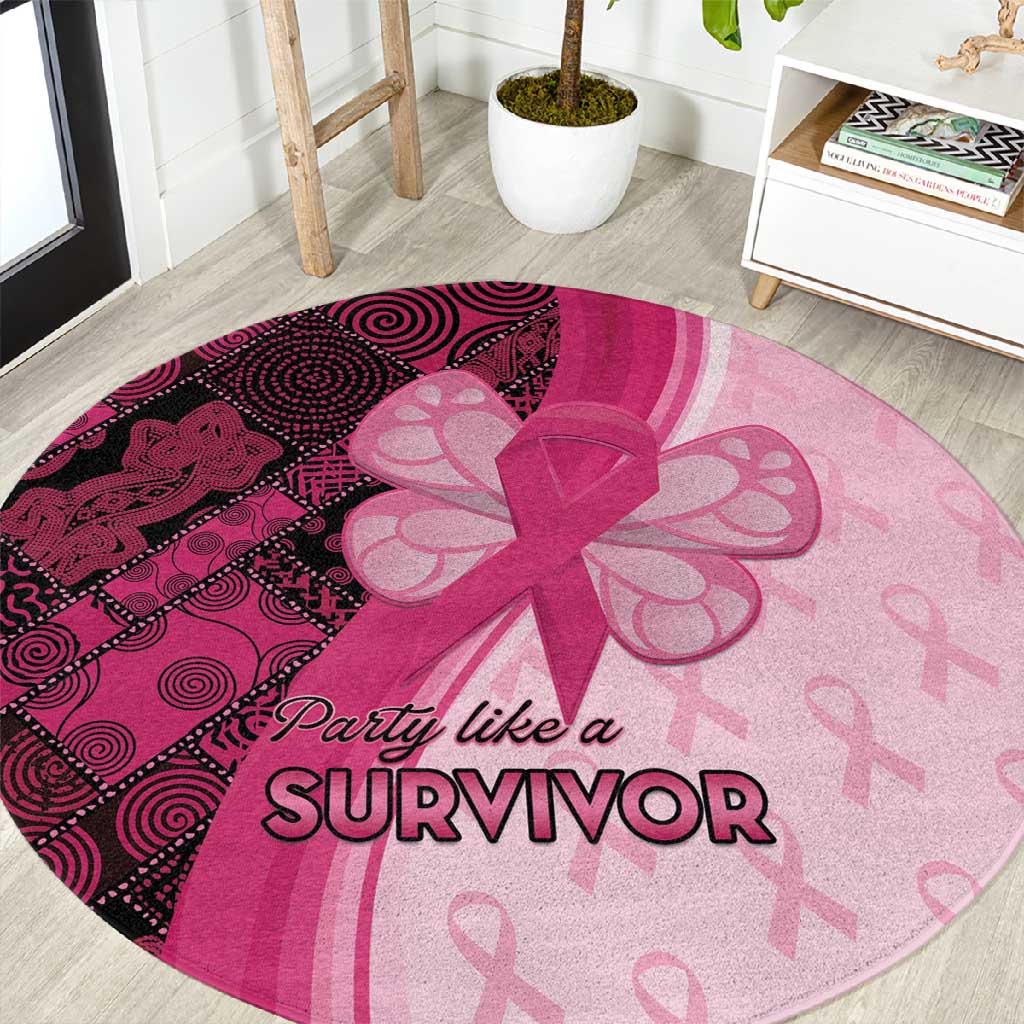 Breast Cancer Awareness Round Carpet Think Pink - African Pattern - African Pride