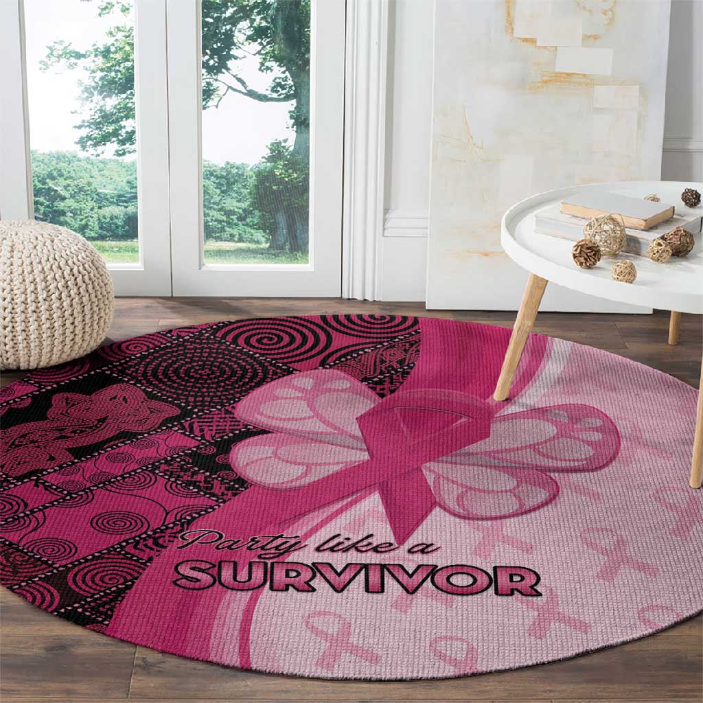 Breast Cancer Awareness Round Carpet Think Pink - African Pattern - African Pride