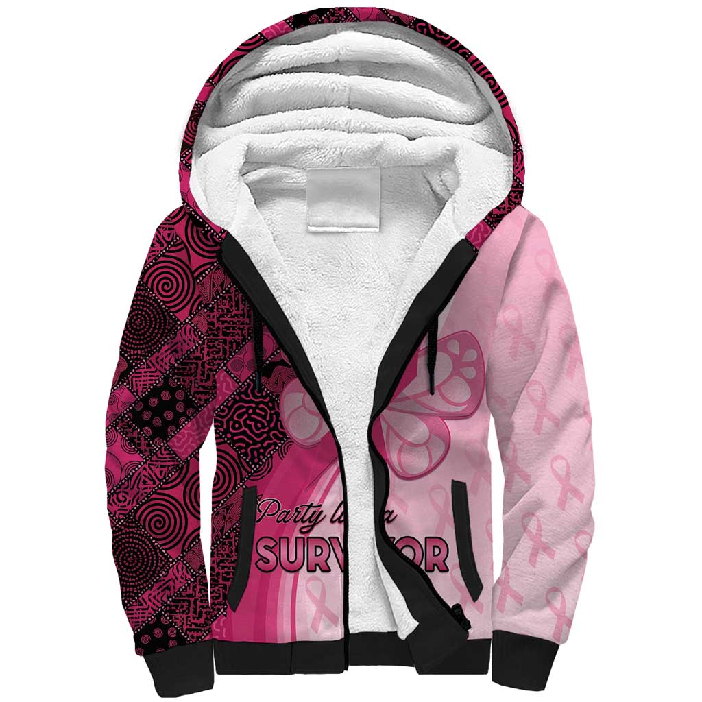 Breast Cancer Awareness Sherpa Hoodie Think Pink - African Pattern - African Pride