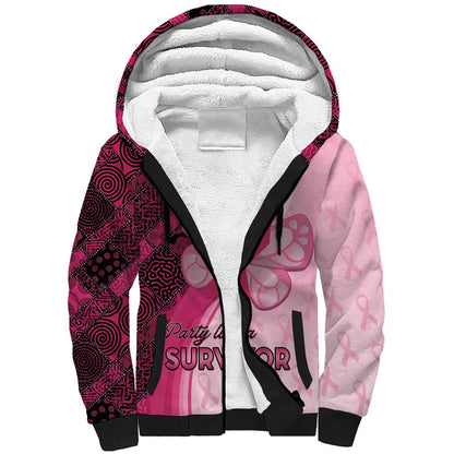 Breast Cancer Awareness Sherpa Hoodie Think Pink - African Pattern - African Pride