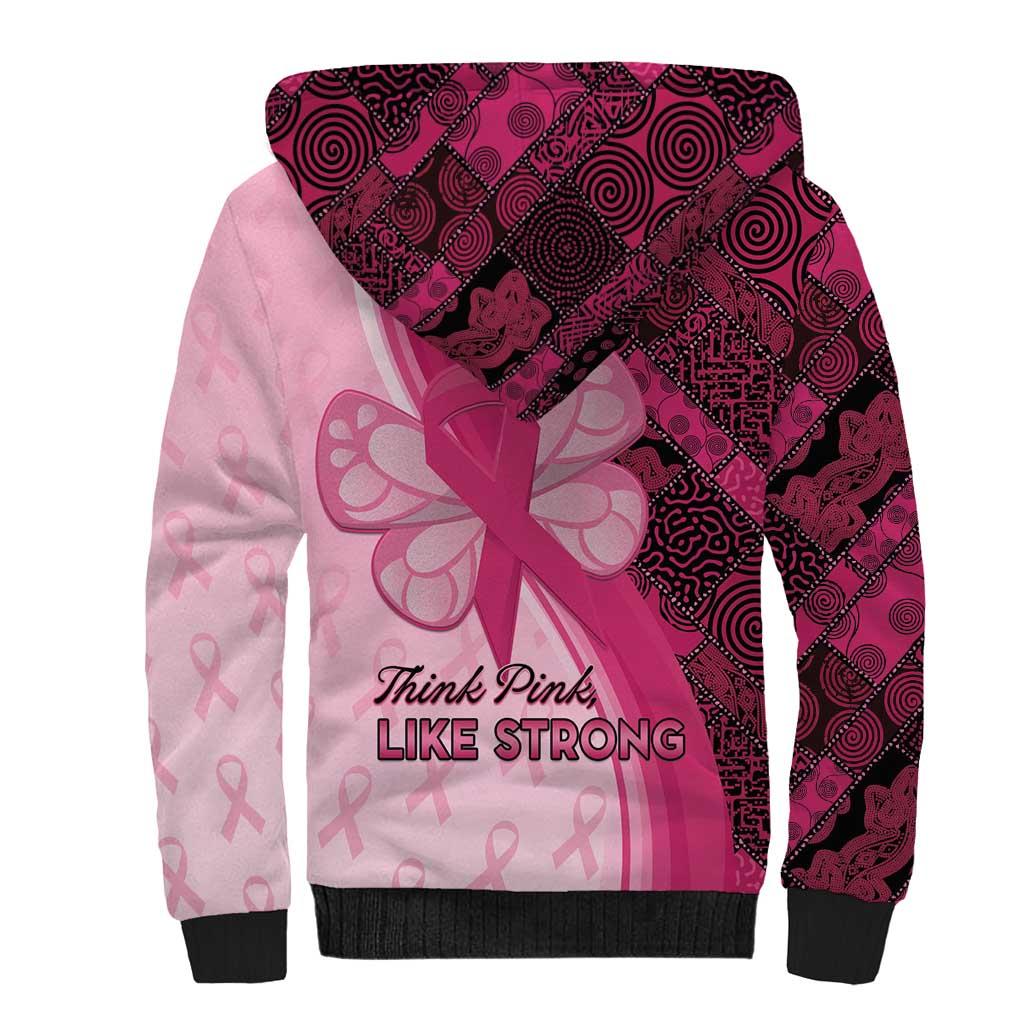 Breast Cancer Awareness Sherpa Hoodie Think Pink - African Pattern - African Pride