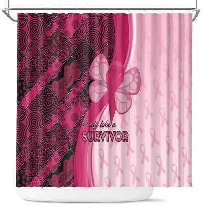 Breast Cancer Awareness Shower Curtain Think Pink - African Pattern - African Pride