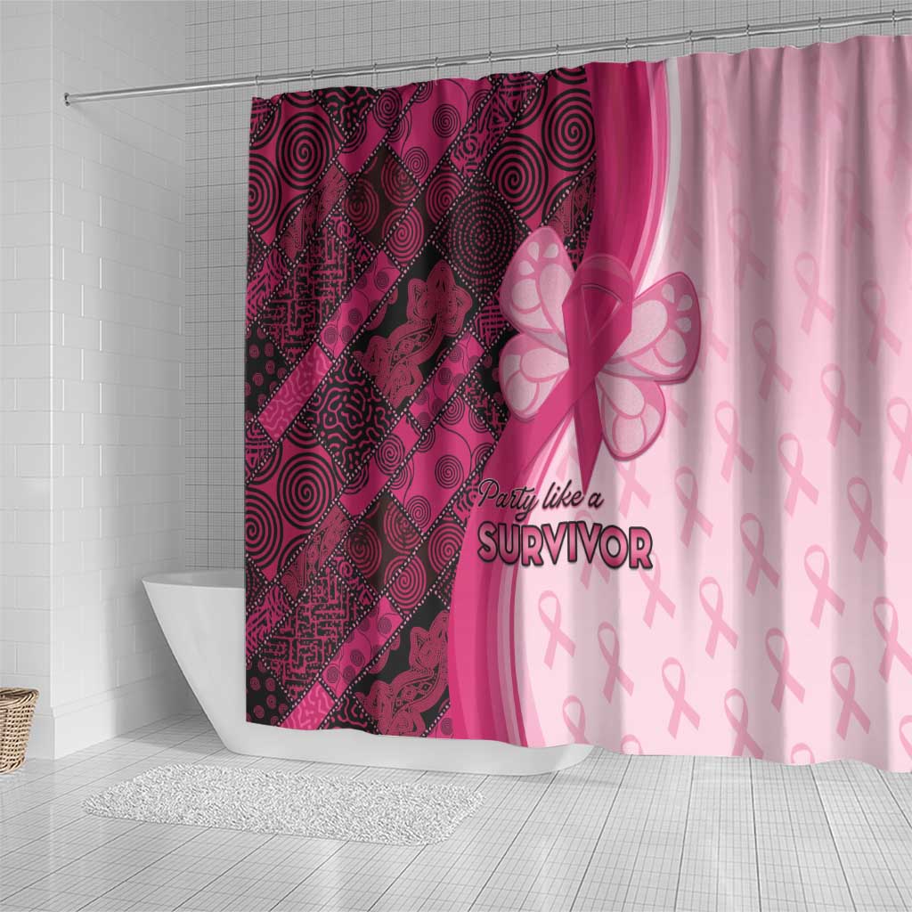 Breast Cancer Awareness Shower Curtain Think Pink - African Pattern - African Pride
