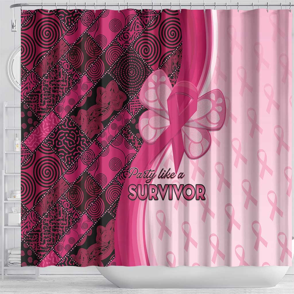 Breast Cancer Awareness Shower Curtain Think Pink - African Pattern - African Pride