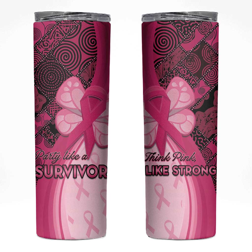 Breast Cancer Awareness Skinny Tumbler Think Pink - African Pattern - African Pride