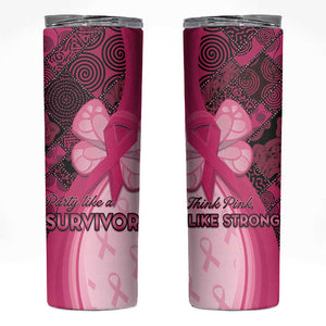 Breast Cancer Awareness Skinny Tumbler Think Pink - African Pattern - African Pride