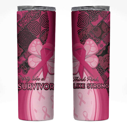 Breast Cancer Awareness Skinny Tumbler Think Pink - African Pattern - African Pride