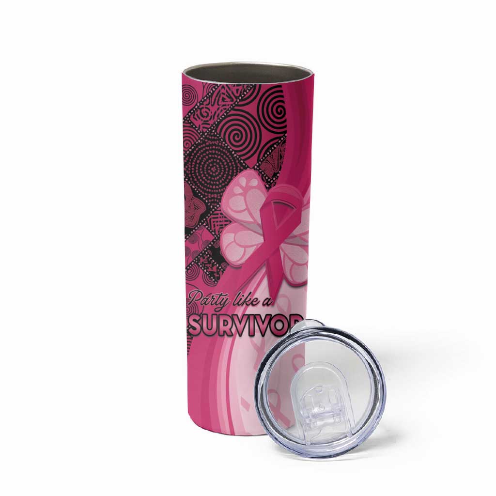 Breast Cancer Awareness Skinny Tumbler Think Pink - African Pattern - African Pride
