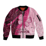 Breast Cancer Awareness Sleeve Zip Bomber Jacket Think Pink - African Pattern - African Pride