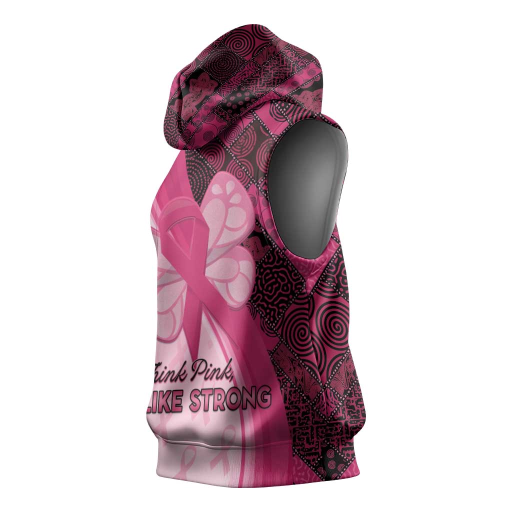 Breast Cancer Awareness Sleeveless Hoodie Think Pink - African Pattern - African Pride