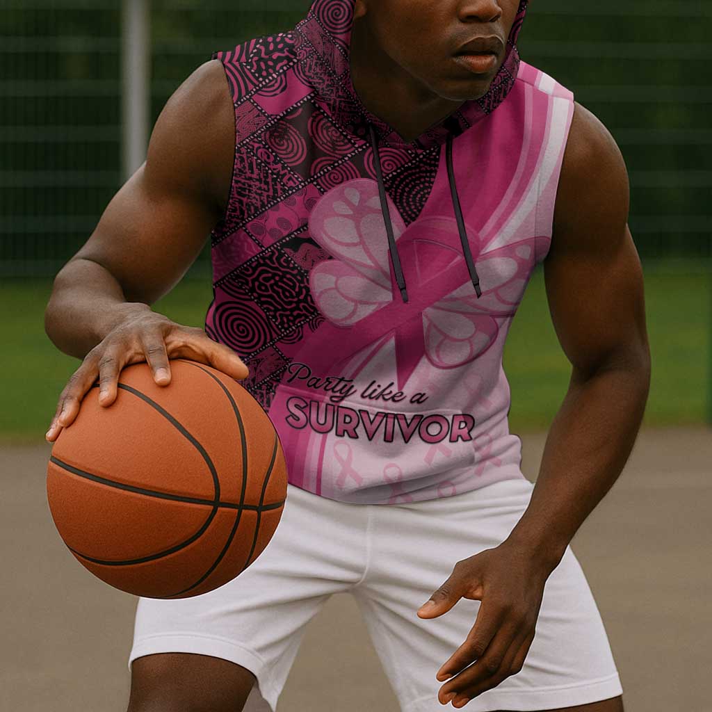 Breast Cancer Awareness Sleeveless Hoodie Think Pink - African Pattern - African Pride
