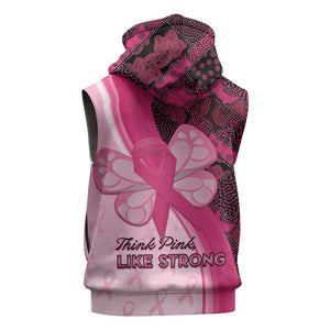 Breast Cancer Awareness Sleeveless Zip Hoodie Think Pink - African Pattern - African Pride