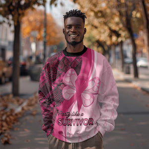 Breast Cancer Awareness Sweatshirt Think Pink - African Pattern - African Pride