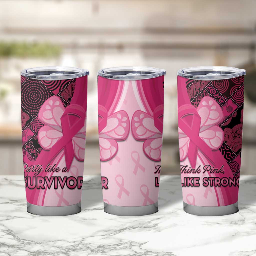 Breast Cancer Awareness Tumbler Cup Think Pink - African Pattern - African Pride