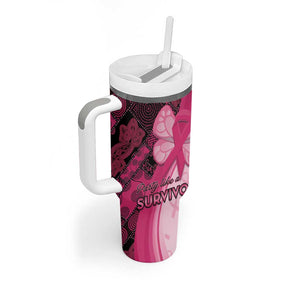 Breast Cancer Awareness Tumbler With Handle Think Pink - African Pattern - African Pride