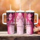 Breast Cancer Awareness Tumbler With Handle Think Pink - African Pattern - African Pride