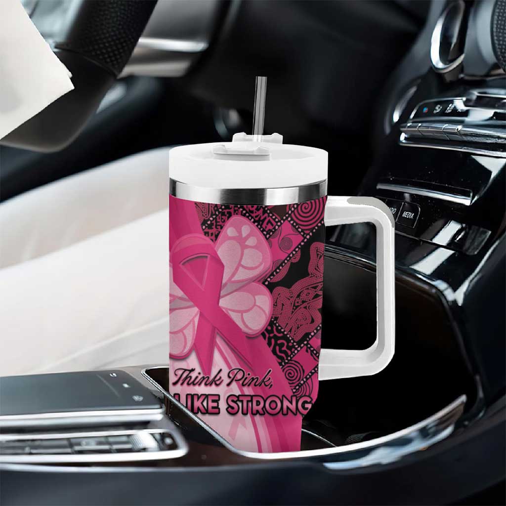Breast Cancer Awareness Tumbler With Handle Think Pink - African Pattern - African Pride
