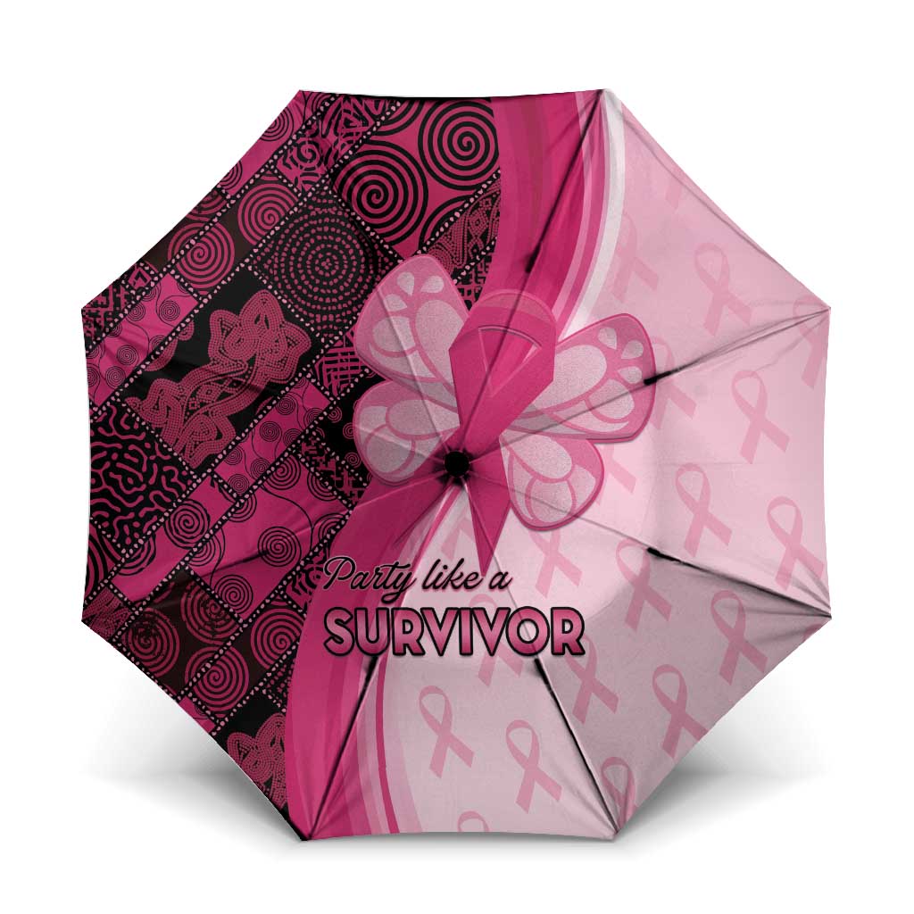 Breast Cancer Awareness Umbrella Party Like A Survivor - Pink African Pattern