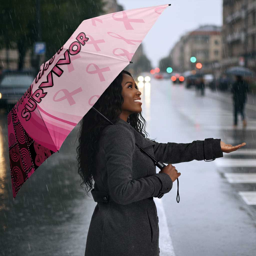 Breast Cancer Awareness Umbrella Party Like A Survivor - Pink African Pattern