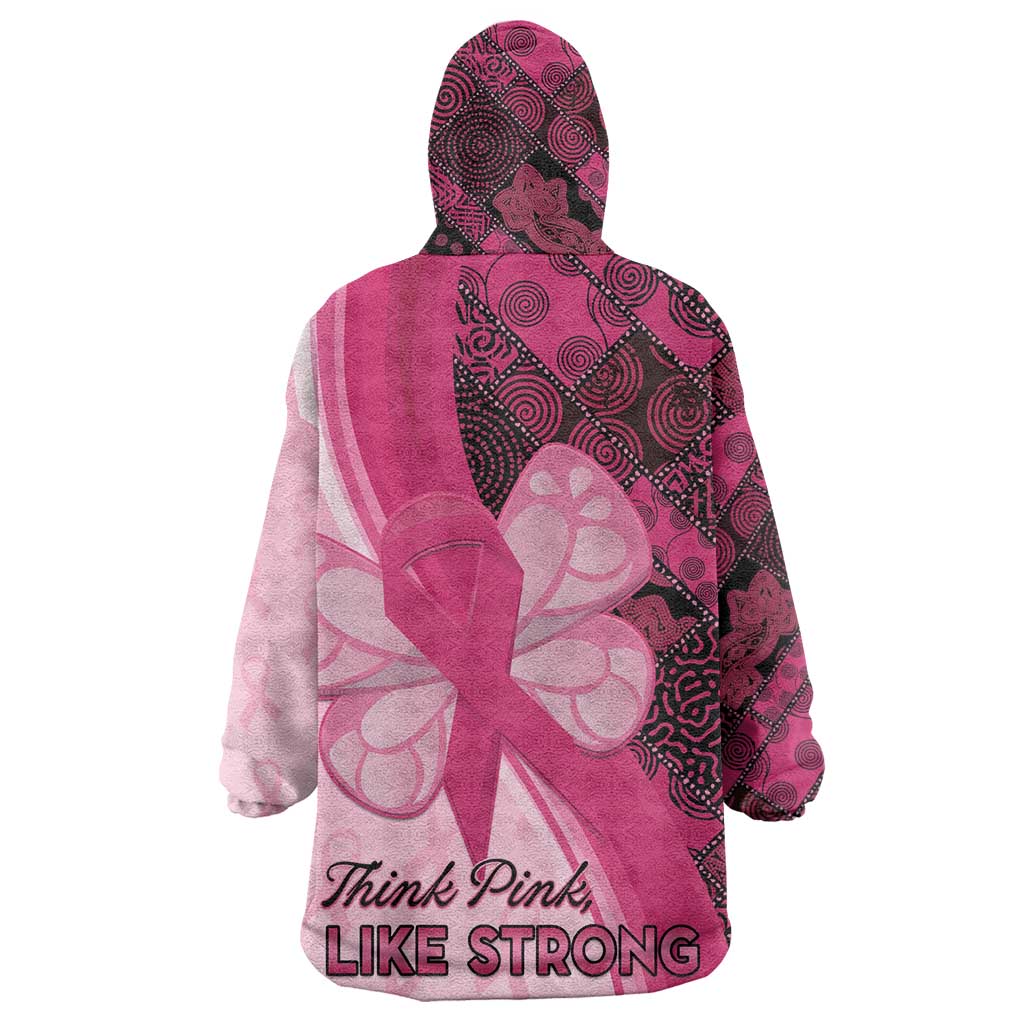 Breast Cancer Awareness Wearable Blanket Hoodie Think Pink - African Pattern - African Pride
