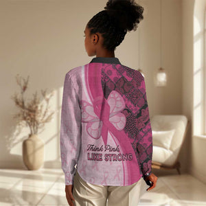 Breast Cancer Awareness Women Casual Shirt Think Pink - African Pattern - African Pride