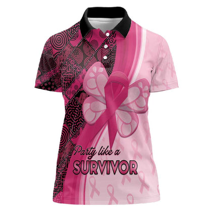 Breast Cancer Awareness Women Polo Shirt Think Pink - African Pattern - African Pride