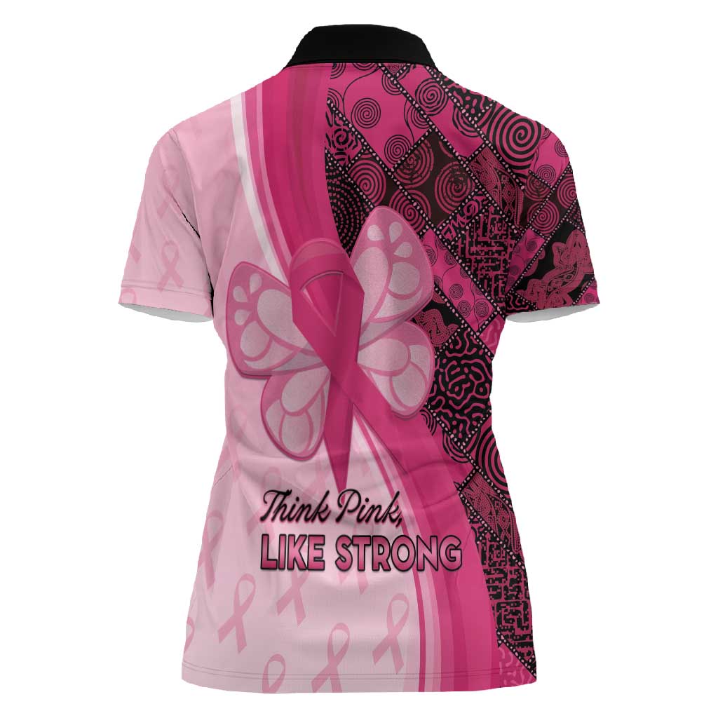 Breast Cancer Awareness Women Polo Shirt Think Pink - African Pattern - African Pride