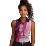 Breast Cancer Awareness Women Sleeveless Polo Shirt Think Pink - African Pattern - African Pride